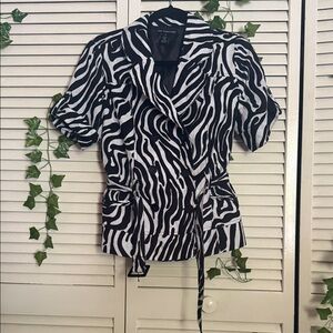 Saint Tropez West Zebra Print Double-Breasted Blazer